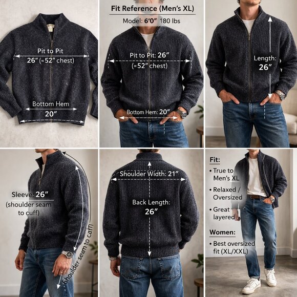 Vintage L.L. Bean Fisherman Cable Knit Sweater XL Made USA Wool Alpaca - Picture 2 of 11